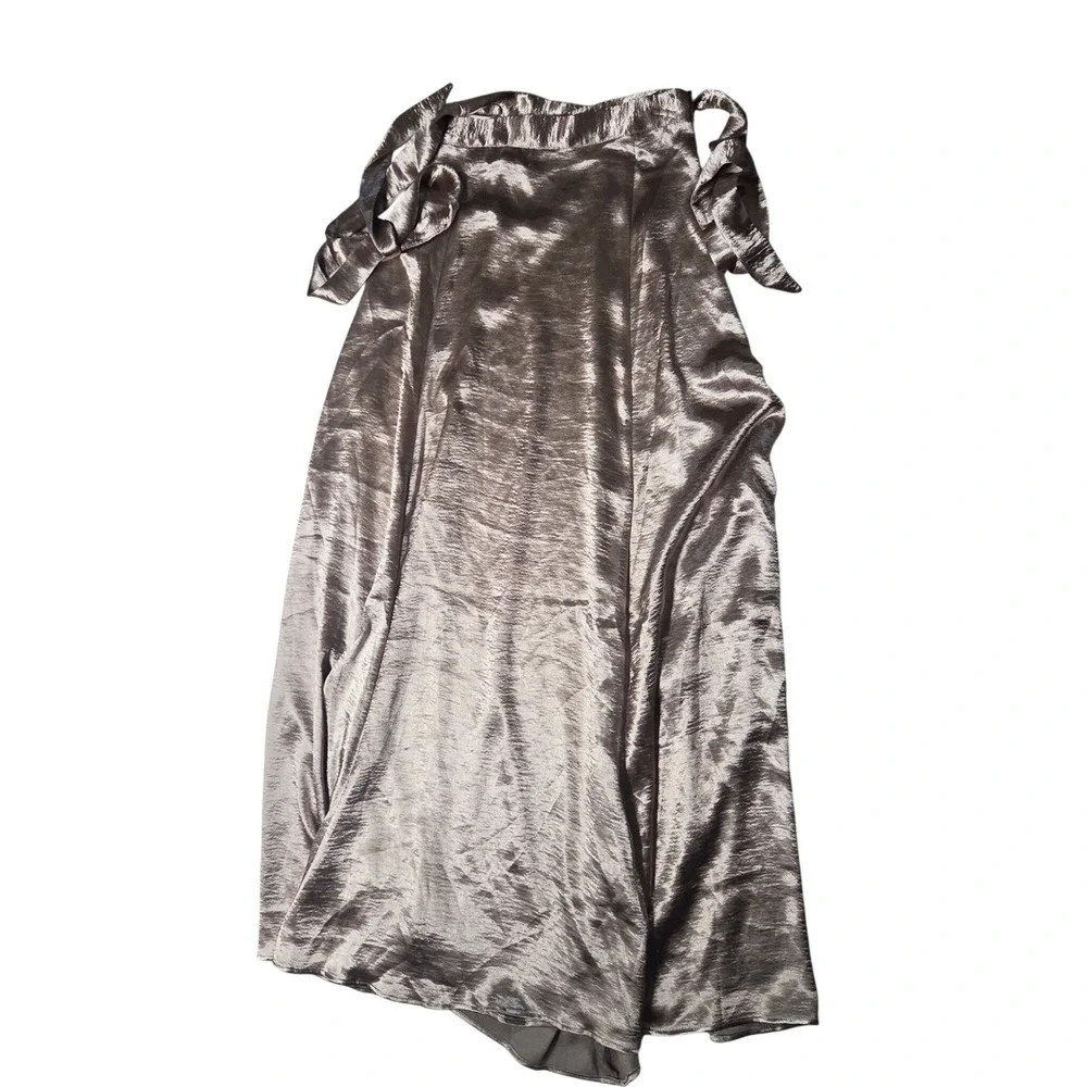 Banjul Liquid Gold Metallic Maxi Wrap Skirt M Renaissance Faire Regencycore - Picture 12 of 14